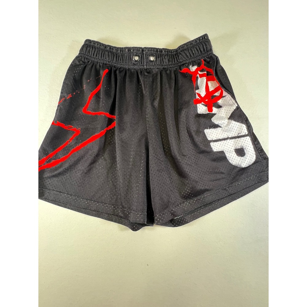 AMP Mesh Basketball Shorts Mens Large Black Red Lightning Bolt Streetwear